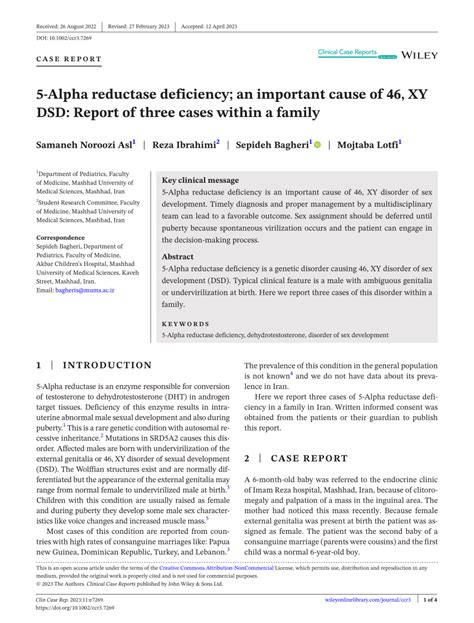 Pdf 5‐alpha Reductase Deficiency An Important Cause Of 46 Xy Dsd Report Of Three Cases