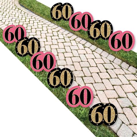 60th Birthday Pink Black And Lawn Decorations Outdoor Birthday