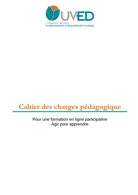 PDF Cahier des charges pédagogique DOKUMEN TIPS