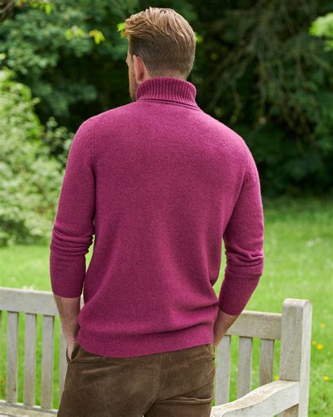 Plum Jam Mens Lambswool Turtle Neck Sweater Woolovers Us