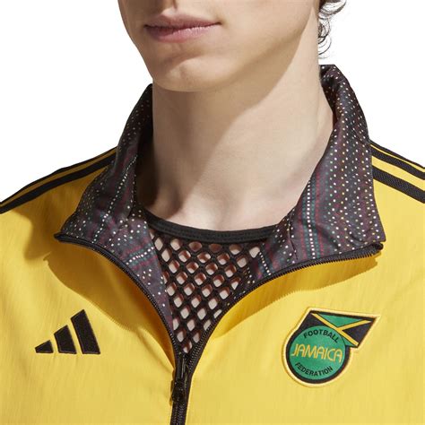 Adidas Jamaica Anthem Jacket Adults Gold Black Sportsdirect