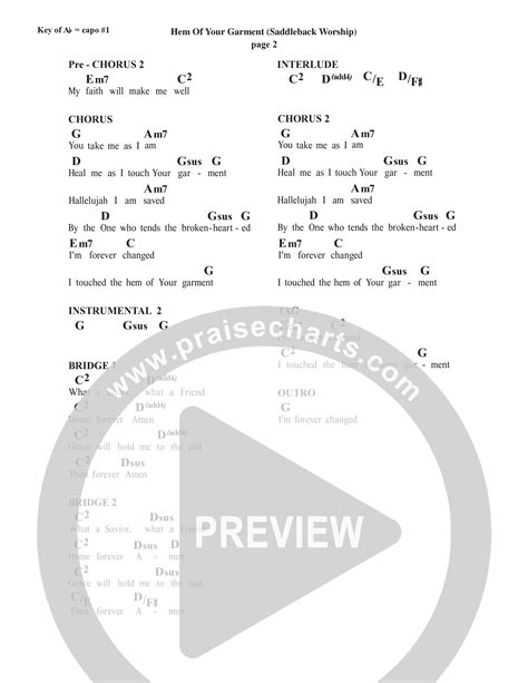 Hem Of Your Garment Live Chords Pdf Saddleback Worship Praisecharts