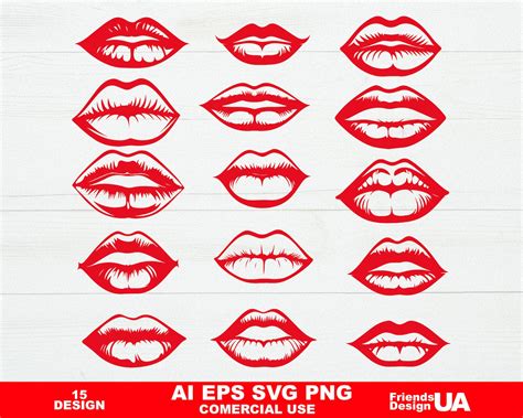 Red Lips Svg Pack Lips Svg Lipstick Svg Kiss Svg Lips Valentines Day Svg Red Lips Png