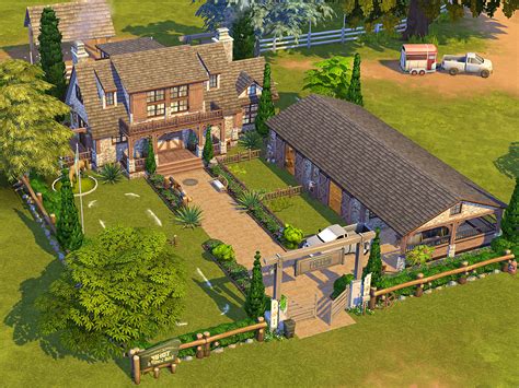 Horse Ranch - no CC - The Sims Resource in 2024 | Sims house, Horse ranch, Sims 4 pets