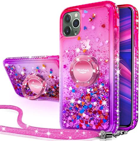 Silverback Iphone 11 Pro Case Moving Liquid Holographic Sparkle Glitter Case With Kickstand