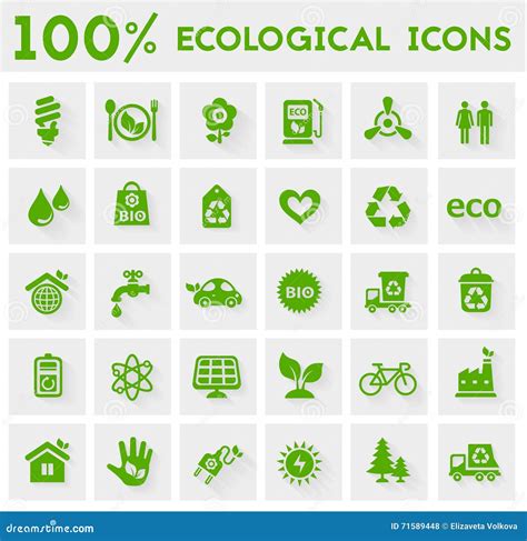 Ecological Icons Collection Stock Vector Illustration Of Environment