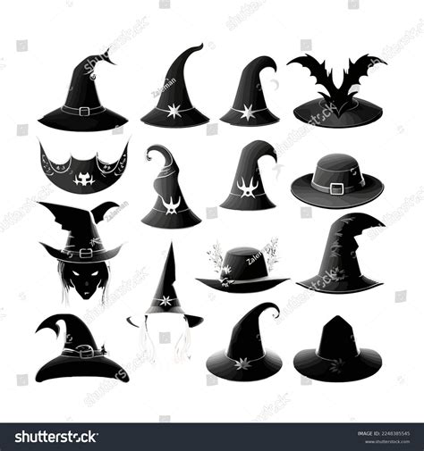 Witch Hat Stencil Icons Isolated On Stock Vector (Royalty Free) 2248385545 | Shutterstock