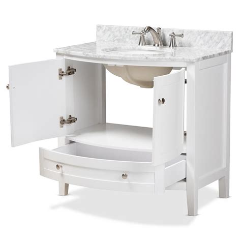 Baxton Studio 36 In W X 347 In H Bath Vanity In White W High Gloss