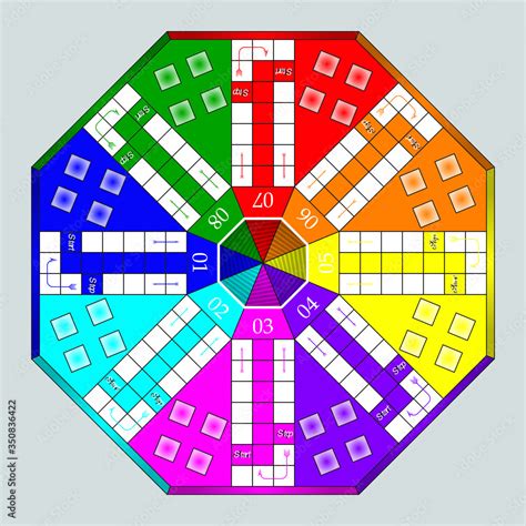 Eight Players Ludo Board Game More Fun Illustration Sample For