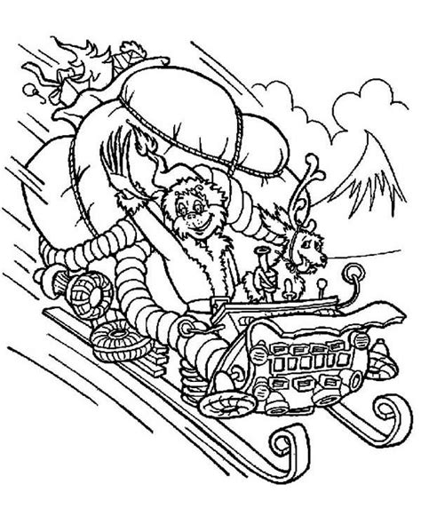 Santa Claus Is Sledding Down The Hill Coloring Page