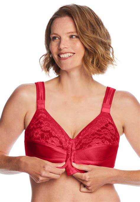 Comfort Choice Womens Plus Size Easy Enhancer Front Close Wireless Bra