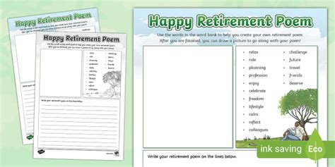 Happy Retirement Poem Writing Template Teacher Made