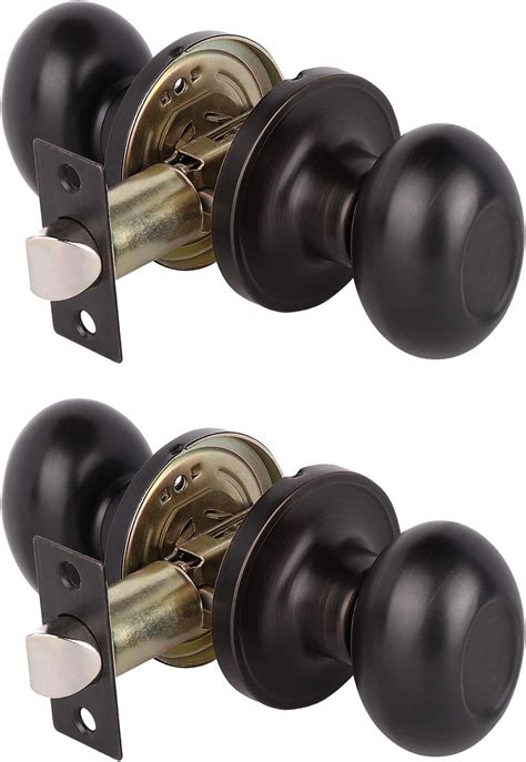 Knobelite 2 Pack Oil Rubbed Bronze Door Knobs Egg Style Oval Shaped