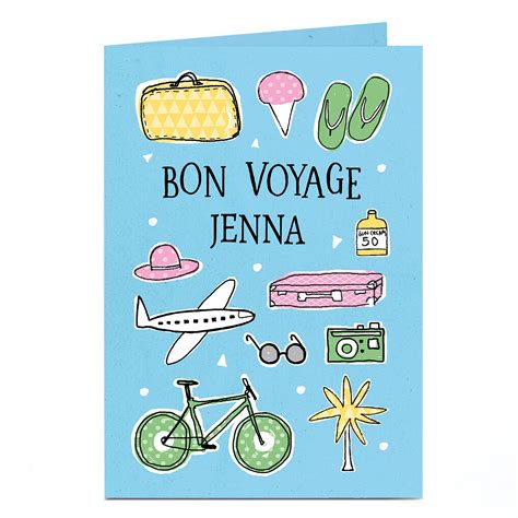 Buy Personalised Bon Voyage Card Travel Illustrations For Gbp 179