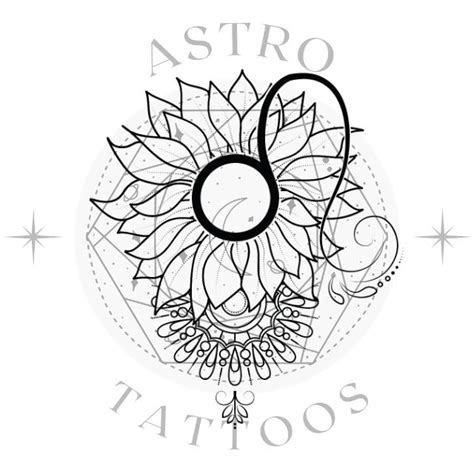 Sunflower Mandala Leo Tattoo Design - Astro Tattoos