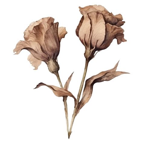 Premium AI Image | Brown flowers on a white background watercolor