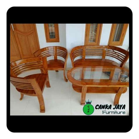 Jual SET KURSI MEJA TAMU CANTIK MINIMALIS MODEL OVAL MURAH KAYU JATI