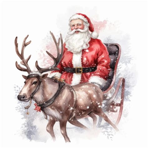 Premium AI Image Watercolor Santa Claus Illustration