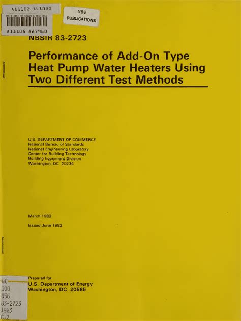 Fillable Online Nvlpubs Nist Performance Of Add On Type Heat Pump Water