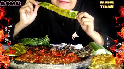 ASMR SAMBEL TERASI PETE IKAN ASIN DAUN SINGKONG ASMR INDONESIA Henn