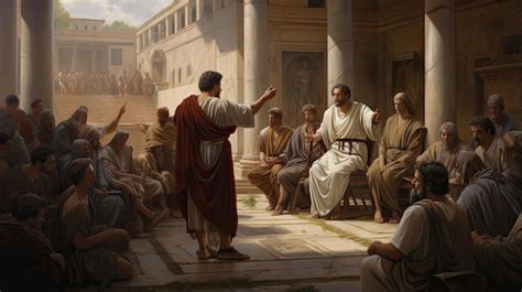 Premium AI Image Ancient Roman Citizens Participating In A Forum Debate