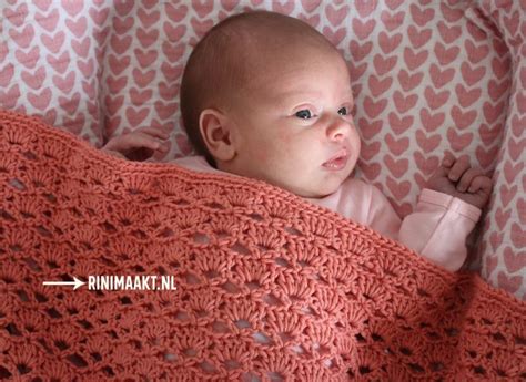 Baby Dekentje Met Open Waaiers Haken Rinimaakt Baby Blanket