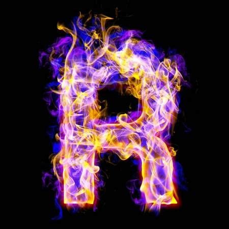 Blue Fire Letter R