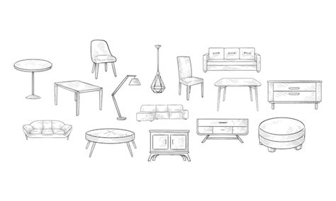 Premium Vector | Furniture handdrawn collection