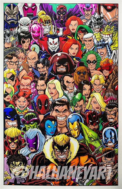 X Men Rogues Gallery X Fine Art Print Etsy Marvel Artwork