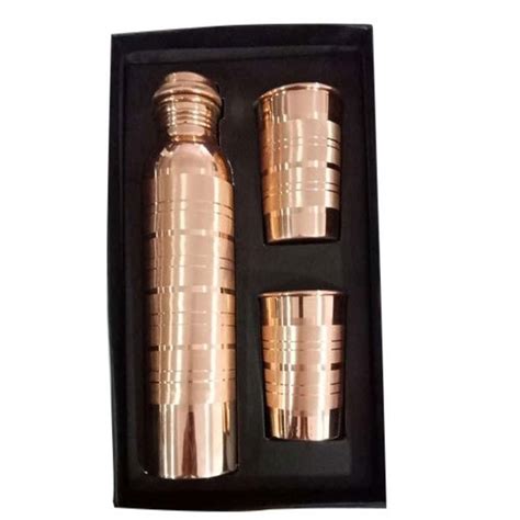 Brown Polished Copper Water Bottle Glass Gift Set Screw Cap At Rs 650