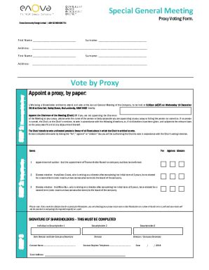 Fillable Online Enova AGM Proxy Form 191218 Fax Email Print PdfFiller