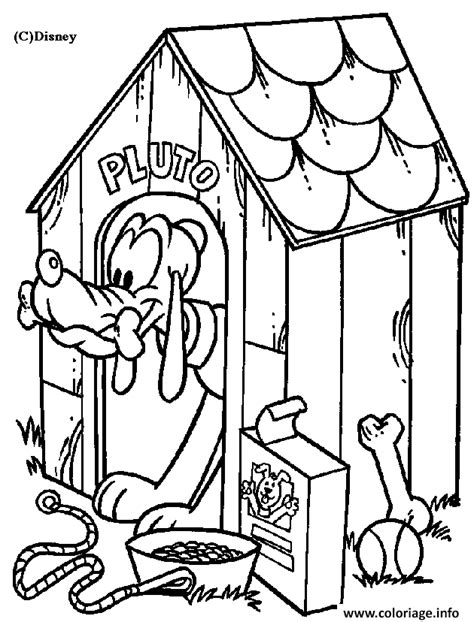 Coloriage Pluto Dans Sa Niche Disney Dessin Pluto Imprimer