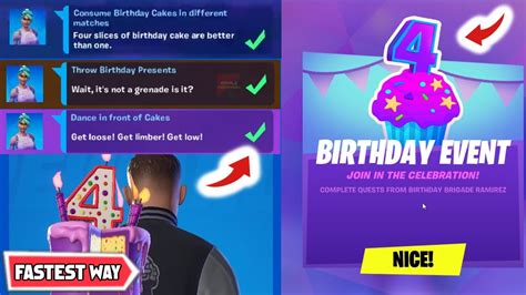 All Fortnite Birthday Event Challenges Complete Birthday Quests Fortnite Youtube