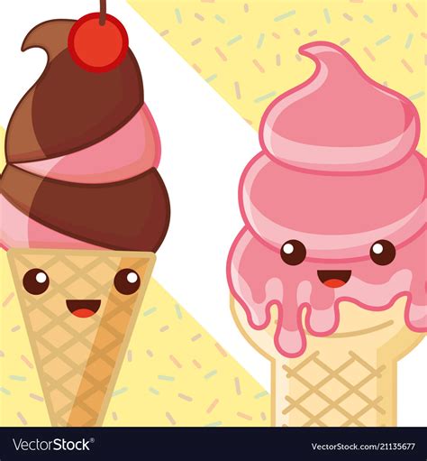 Ices Scream Kawaii Royalty Free Vector Image Vectorstock