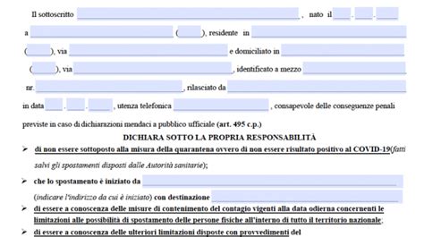 Dpcm Torna L Autocertificazione Per Gli Spostamenti Ecco Il Modulo