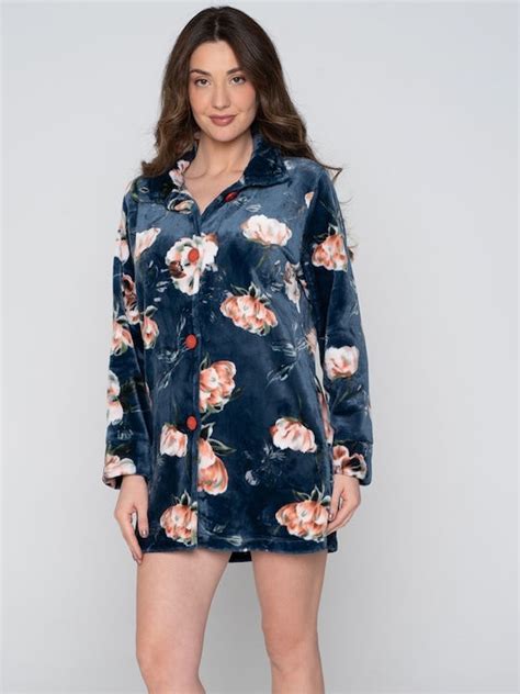 Jeannette Lingerie Χειμερινή Γυναικεία Βελουτέ Ρόμπα Μπλε 7530 Skroutz gr