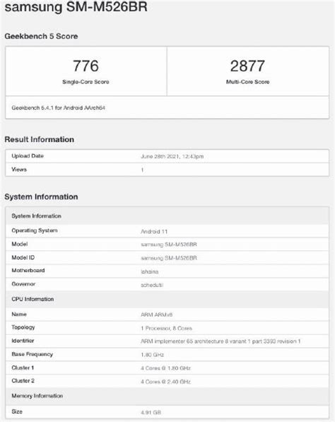 Samsung Galaxy M52 5G specs spotted on Geekbench: Snapdragon 778G, 6GB ...