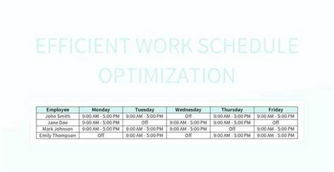 Optimizing Your Work Schedule For Maximum Efficiency Excel Template