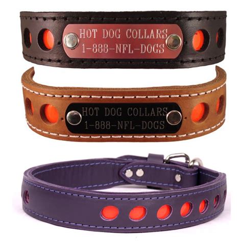 Reflective Leather Personalized Nameplate Dog Collar