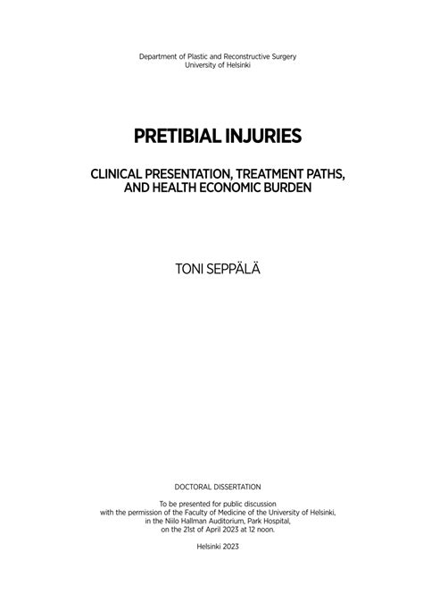 (PDF) Pretibial injuries - Clinical presentation, treatment paths, and health economic burden