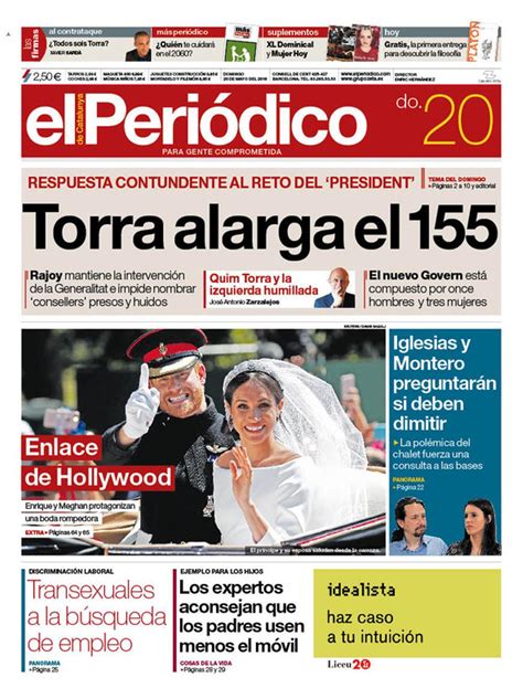 La Portada De El PeriÓdico Del 20 De Mayo Del 2018