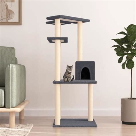 Arbre à chat avec griffoirs en sisal gris foncé 123 cm Cdiscount