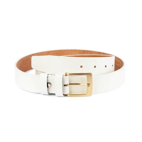 Buy Mens White Belt With Gold Buckle Leatherbeltsonline