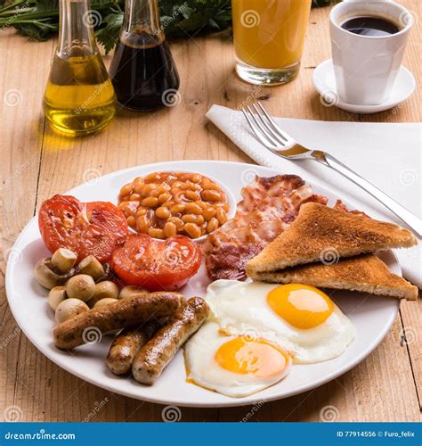 Rustic Full English Breakfast Stock Photo Image Of Toast Bread