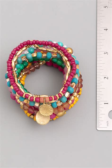 MULTI Multi Color Bead Bracelet Set Bracelets