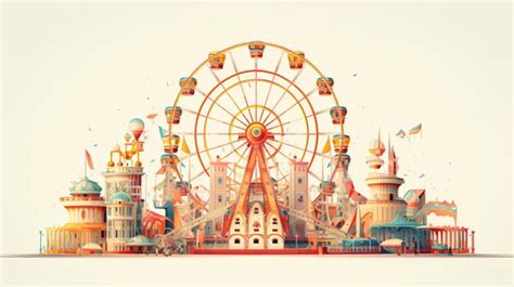 Premium Photo | A cartoon illustration of a fairground Ferris wheel