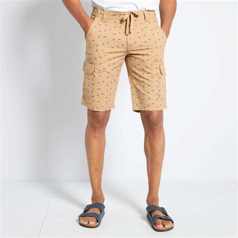 Bermudas Cargo Hombre Talla S Xxl Kaki Kiabi