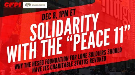 Solidarity With The Peace 11 Why The Heseg Foundation For Lone