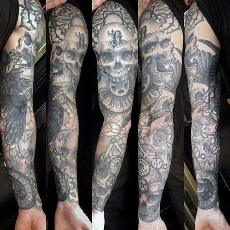 50 Skull Sleeve Tattoos For Men - Masculine Design Ideas