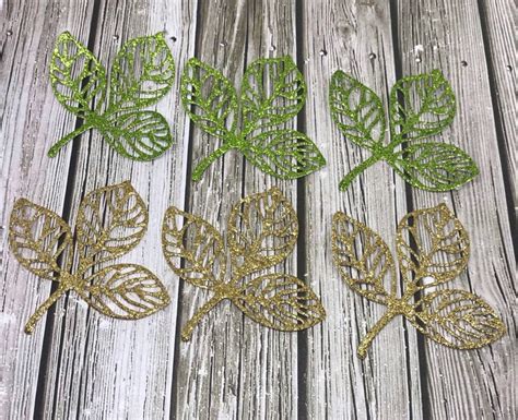 Glitter Leaves Die Cuts Leaves Cutout Glitter Leaves Paper Die Cut